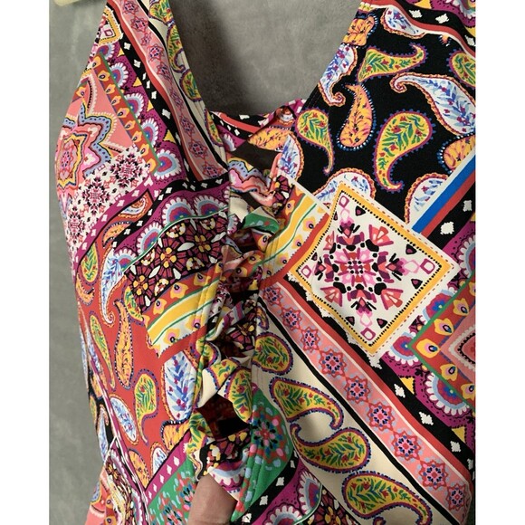 Bleu Rod Beattie Swimsuit V Neck One Piece Size 16W Colorful Key hole/Cut Outs - Picture 5 of 16